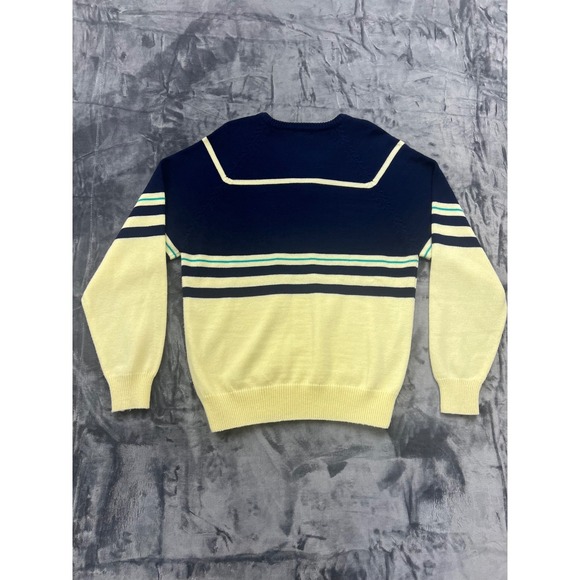 PGA Tour V Neck Sweater Mens XL Navy Yellow Golf Embroidered Logo Acrylic - Picture 2 of 8